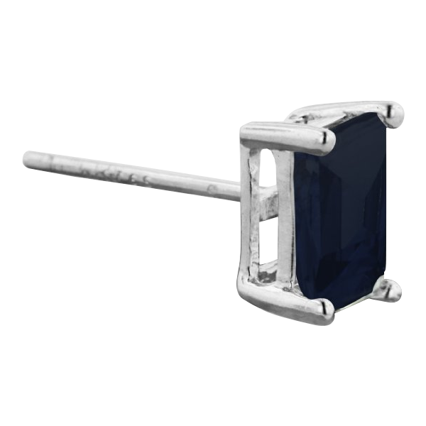 3ct Emerald Cut Midnight Sapphire Earrings In Sterling Silver
