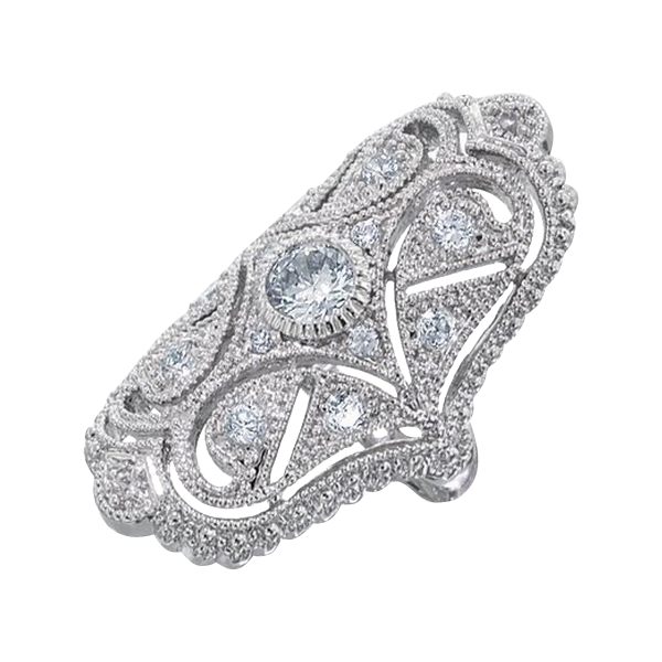 Bling Jewelry Great Gatsby Inspired CZ Vintage Style Full Finger Armor Ring