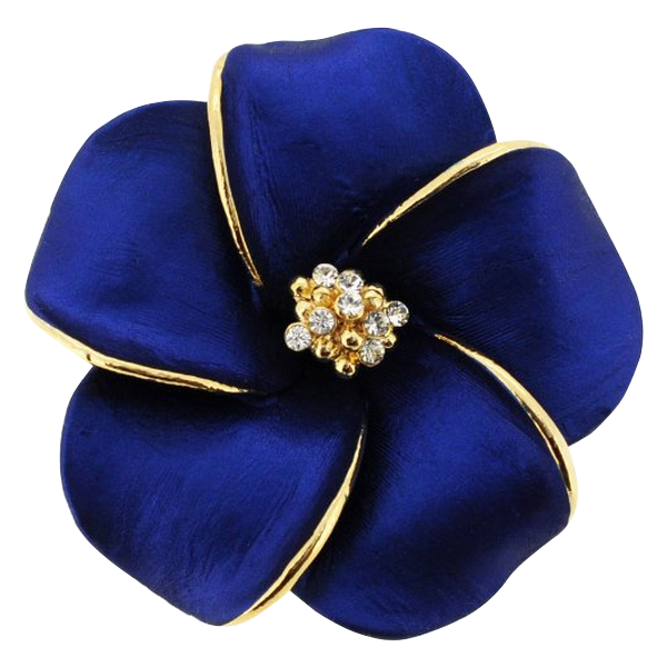 Blue Hawaiian Plumeria Flower Pin Swarovski Crystal Pin Brooch And Penda