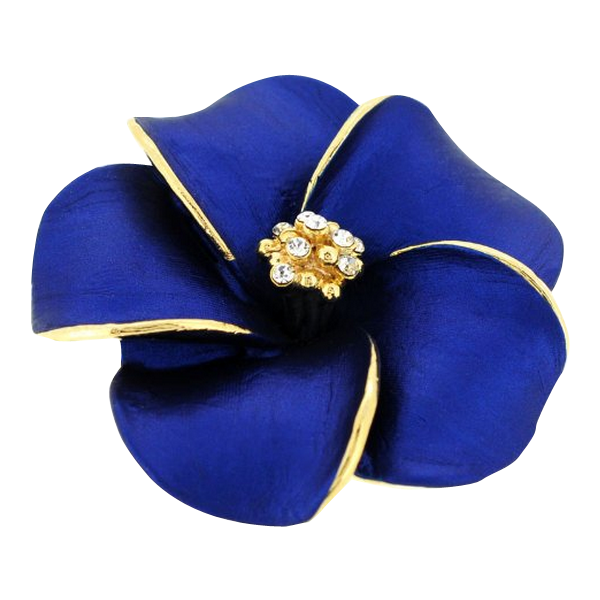 Blue Hawaiian Plumeria Flower Pin Swarovski Crystal Pin Brooch And Penda