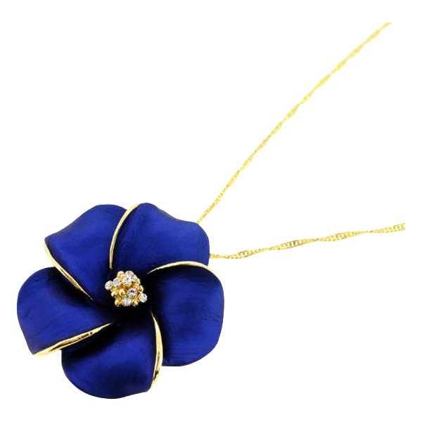 Blue Hawaiian Plumeria Flower Pin Swarovski Crystal Pin Brooch And Penda