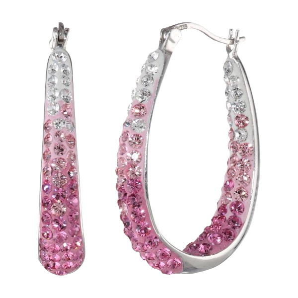 Carnevale Sterling Silver Colored Hoop Earrings with Swarovsk