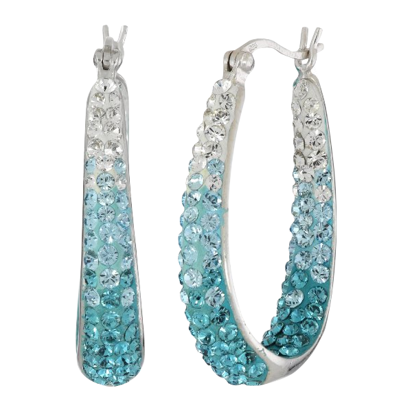 Carnevale Sterling Silver Colored Hoop Earrings with Swarovsk