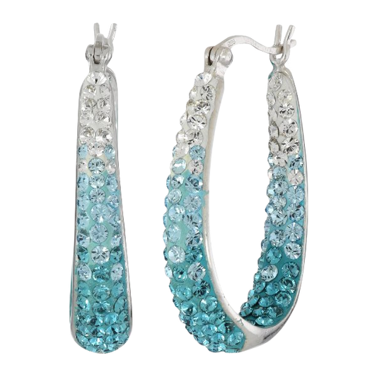 Carnevale Sterling Silver Colored Hoop Earrings with Swarovsk