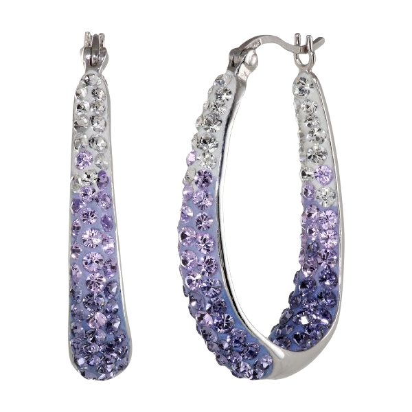 Carnevale Sterling Silver Colored Hoop Earrings with Swarovsk