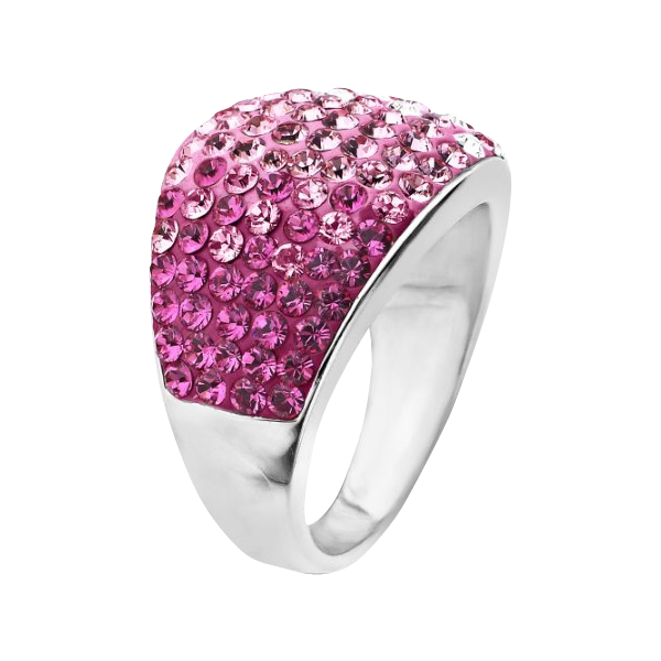 Carnevale Sterling Silver Pink Dome Swarovski Elements Ring