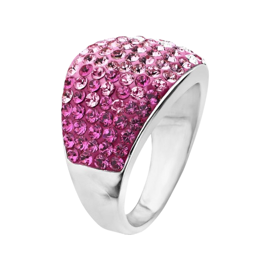 Carnevale Sterling Silver Pink Dome Swarovski Elements Ring