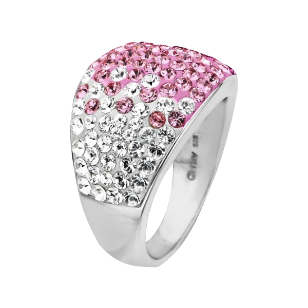 Carnevale Sterling Silver Pink Dome Swarovski Elements Ring