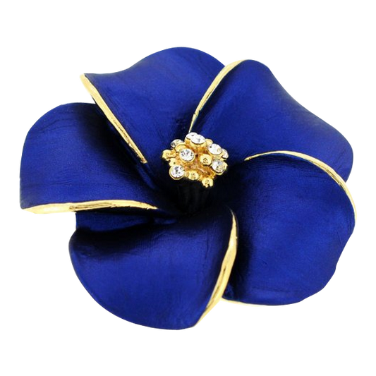 Blue Hawaiian Plumeria Flower Pin Swarovski Crystal Pin Brooch And Penda